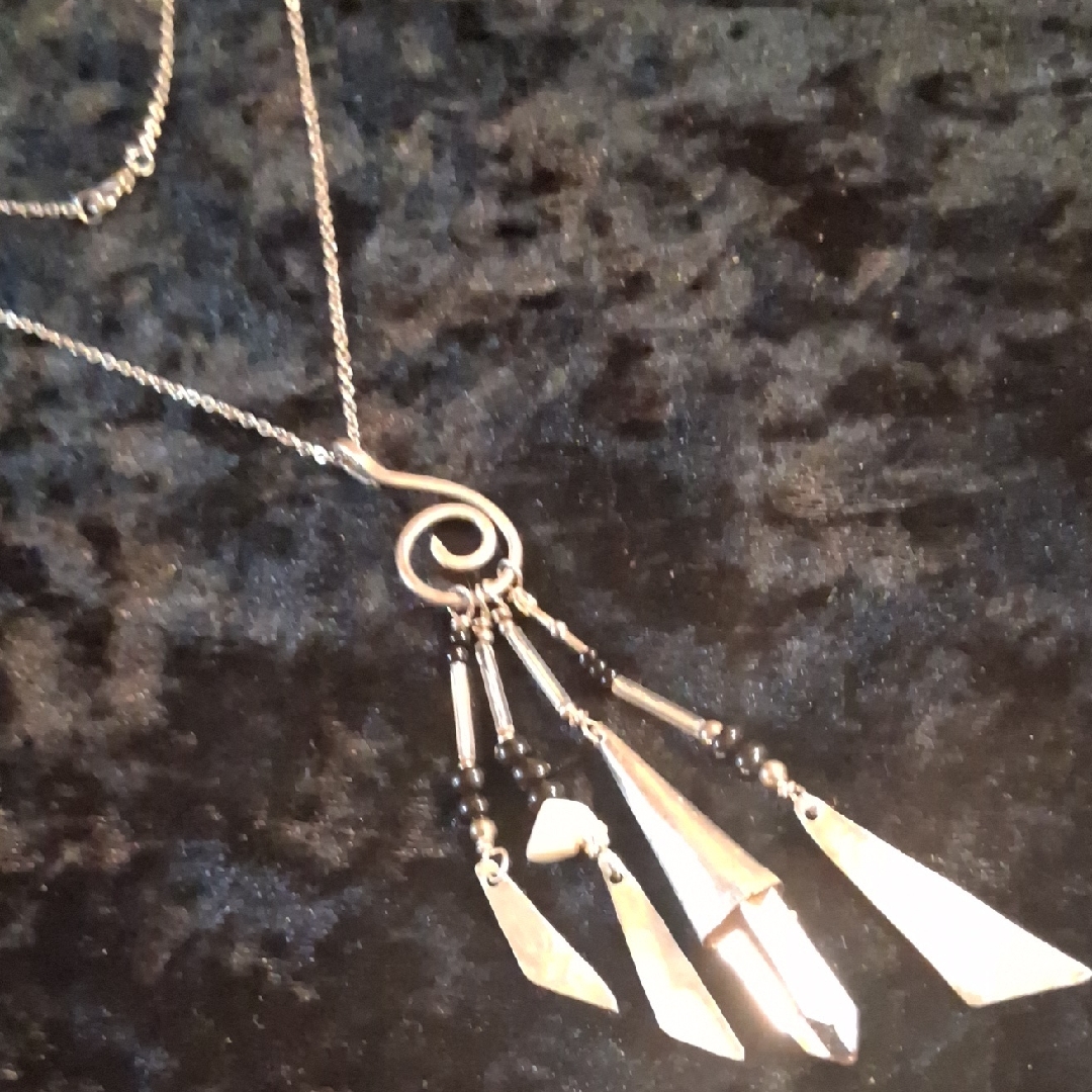 Bohemian Silver And Black Cascade Necklace